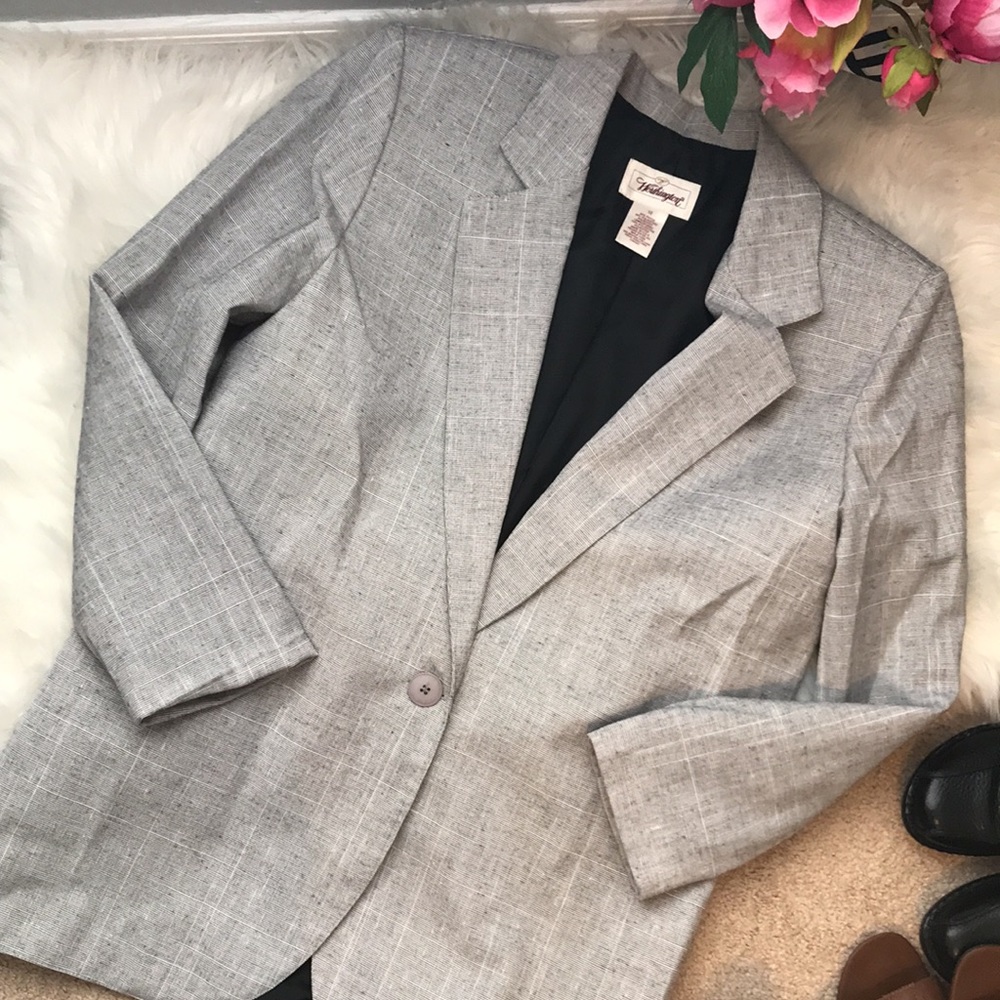 Vintage Worthington grey plaid blazer jacket